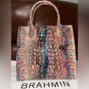 NWT Brahmin Caroline Intuition Croc-Embossed shoulder bag